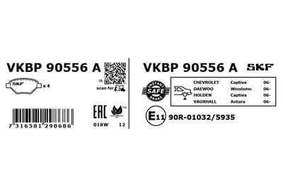 Brake Pad Set, disc brake VKBP 90556 A