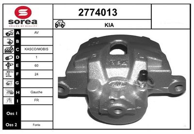 Тормозной суппорт EAI 2774013 для KIA BONGO