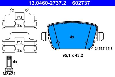 Комплект тормозных колодок, дисковый тормоз ATE 13.0460-2737.2 для VOLVO S80
