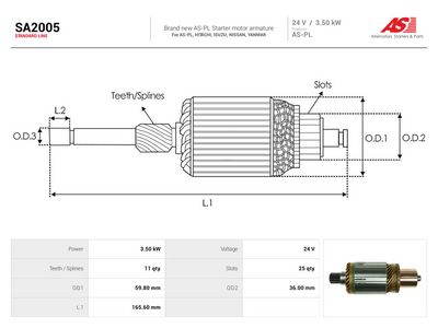 AS-PL - Rotor, štartér HITACHI, NISSAN , SA2005