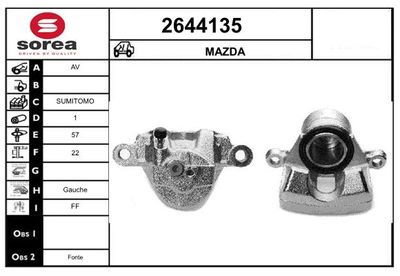 EAI 2644135 Тормозной суппорт  для MAZDA (Мазда)
