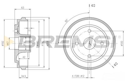 BREMSI CR5603 Тормозной барабан  для OPEL AGILA (A) (H00) 1.2 16V (F68)