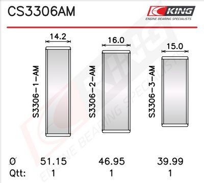 лагер (втулка) на разпределителния вал KING CS3306AM