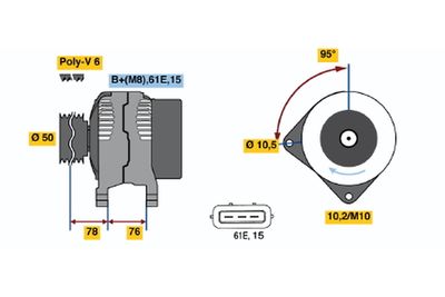 GENERATOR / ALTERNATOR BOSCH 0123515022