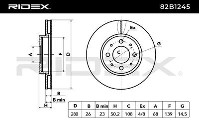 спирачен диск RIDEX 82B1245