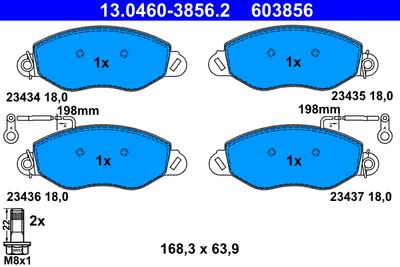 Комплект тормозных колодок, дисковый тормоз ATE 13.0460-3856.2 для NISSAN CABSTAR
