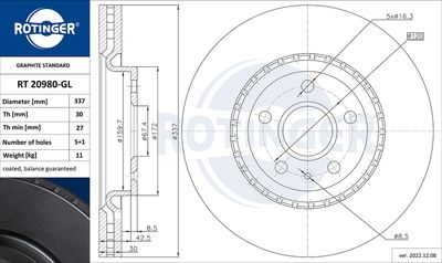 спирачен диск ROTINGER RT 20980-GL