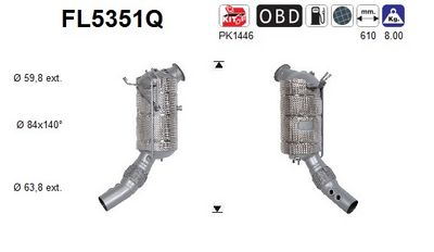 FILTRU FUNINGINE/PARTICULE SIST.DE ESAPAMENT AS FL5351Q