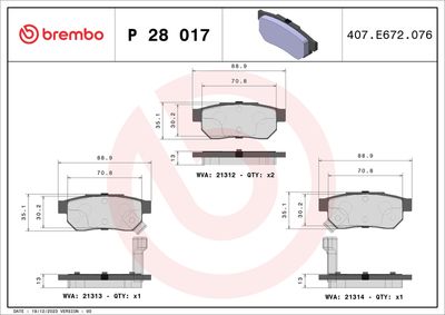 BREMBO Remblokkenset, schijfrem PRIME LINE (P 28 017)