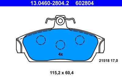 Комплект тормозных колодок, дисковый тормоз ATE 13.0460-2804.2 для ROVER 100
