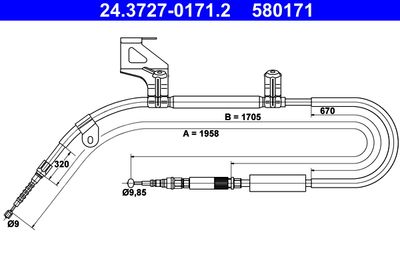 ATE 24.3727-0171.2 Трос ручного тормоза  для AUDI A6 (Ауди А6)