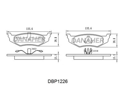 Комплект тормозных колодок, дисковый тормоз DANAHER DBP1226 для CHRYSLER VISION