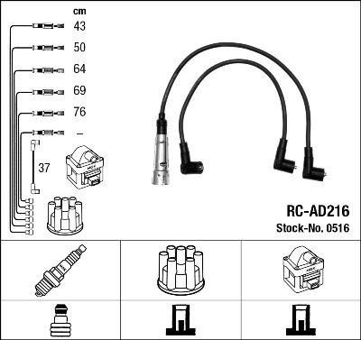 Комплект проводов зажигания NGK 0516 для AUDI CABRIOLET