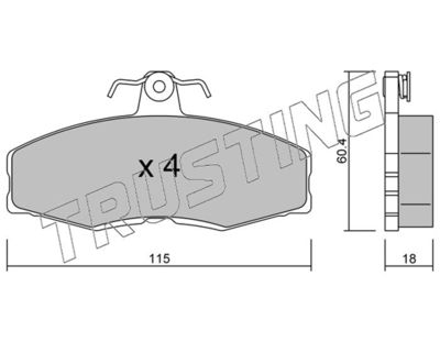 Комплект тормозных колодок, дисковый тормоз TRUSTING 041.0 для SKODA FAVORIT