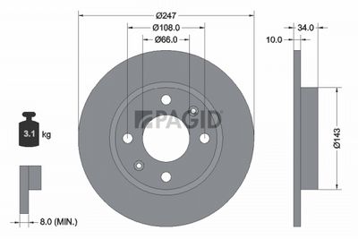 Tarcza hamulcowa PAGID 52505NC