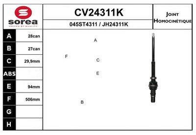 GELENKSATZ ANTRIEBSWELLE EAI CV24311K