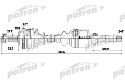 Приводной вал PATRON PDS0336 для FIAT ULYSSE