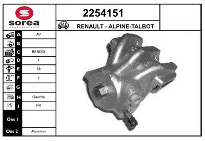 Тормозной суппорт EAI 2254151 для RENAULT 10