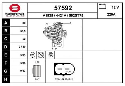 Генератор EAI 57592 для MERCEDES-BENZ GL-CLASS