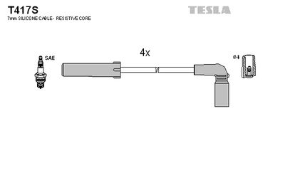 Комплект проводов зажигания TESLA T417S для GAZ SOBOL