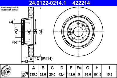Тормозной диск ATE 24.0122-0214.1 для VW PHAETON