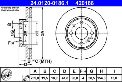 Тормозной диск ATE 24.0120-0186.1 для LADA 110