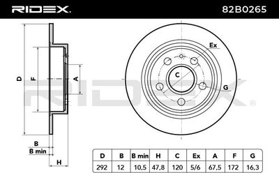 спирачен диск RIDEX 82B0265