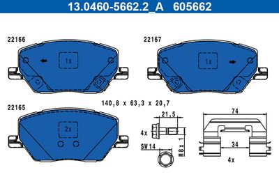 Brake Pad Set, disc brake 13.0460-5662.2