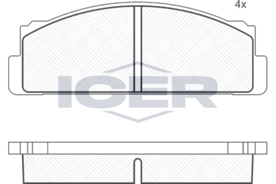 комплект спирачно феродо, дискови спирачки ICER 180068