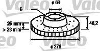 Тормозной диск VALEO 186272 для AUDI QUATTRO