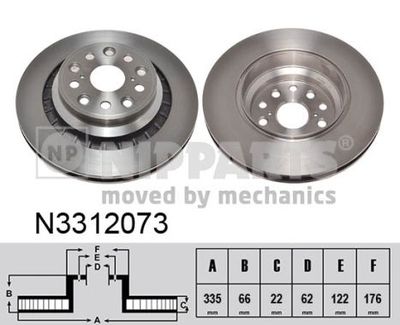 NIPPARTS N3312073 Тормозные диски  для LEXUS LS (Лексус Лс)