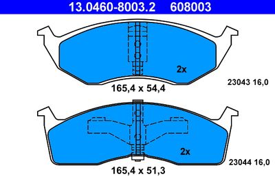 Комплект тормозных колодок, дисковый тормоз ATE 13.0460-8003.2 для CHRYSLER VISION