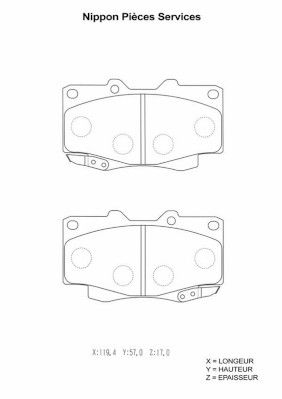 NPS T360A38 Тормозные колодки и сигнализаторы для TOYOTA HILUX VII Пикап (_N1_, _N2_, _N3_) 2.5 D-4D (KUN15_)
