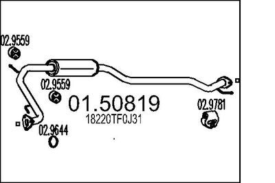 Средний глушитель выхлопных газов MTS 01.50819 для HONDA JAZZ