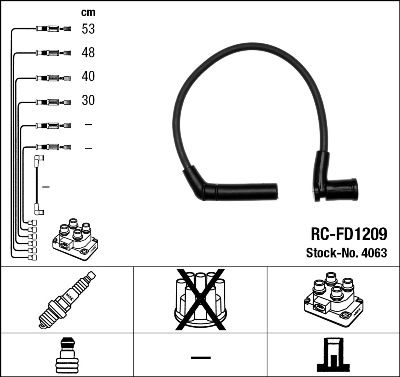 Комплект проводов зажигания NGK 4063 для FORD KA