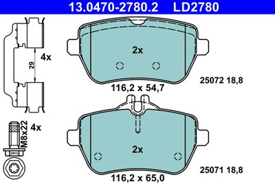 Комплект тормозных колодок, дисковый тормоз 13.0470-2780.2
