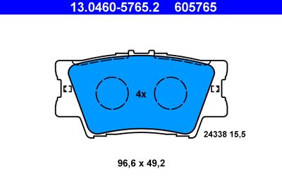 Комплект тормозных колодок, дисковый тормоз ATE 13.0460-5765.2 для LEXUS ES
