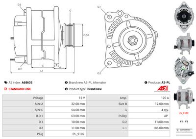 GENERATOR / ALTERNATOR AS-PL A6860S 4