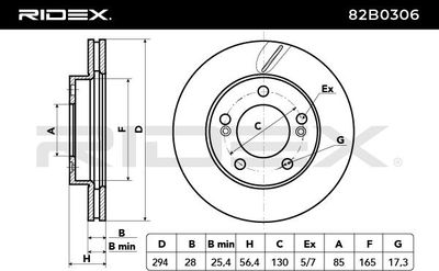 спирачен диск RIDEX 82B0306