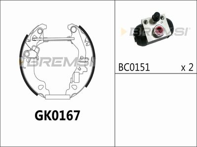 Комплект тормозных колодок BREMSI GK0167 для ZASTAVA 10