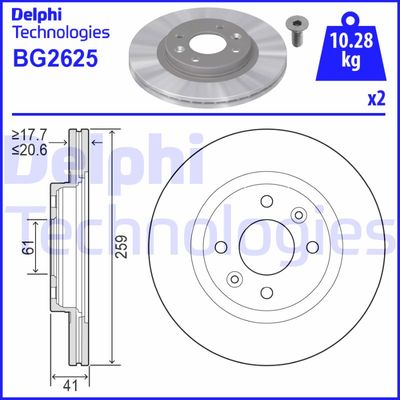 DELPHI BG2625 Тормозные диски  для DACIA  (Дача Логан)