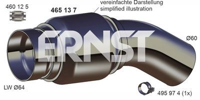 Гофрированная труба, выхлопная система ERNST 465137 для BMW X3