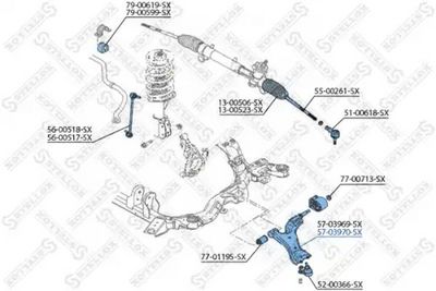 носач, окачване на колелата STELLOX 57-03970-SX