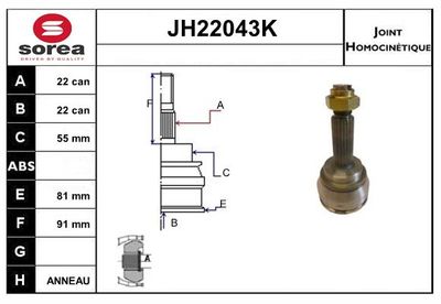 SNRA Homokineet reparatie set, aandrijfas (JH22043K)