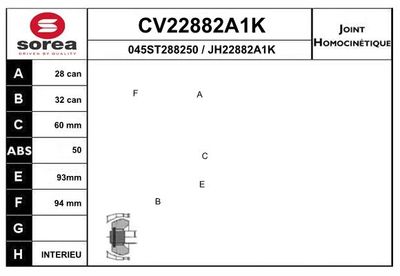 GELENKSATZ ANTRIEBSWELLE EAI CV22882A1K