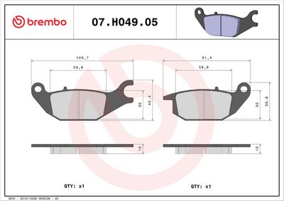 Komplet kočnih obloga, disk kočnica BREMBO PRIME - CarbonCeramic - CC 07HO4905