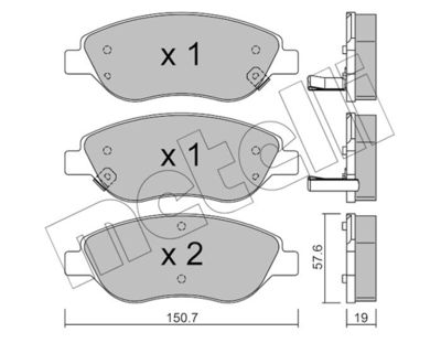 Комплект тормозных колодок, дисковый тормоз METELLI 22-0577-2 для FIAT TIPO
