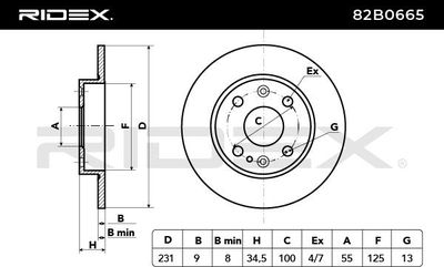спирачен диск RIDEX 82B0665