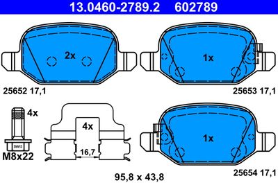 Комплект тормозных колодок, дисковый тормоз ATE 13.0460-2789.2 для FIAT 500L