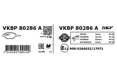 Brake Pad Set, disc brake VKBP 80286 A